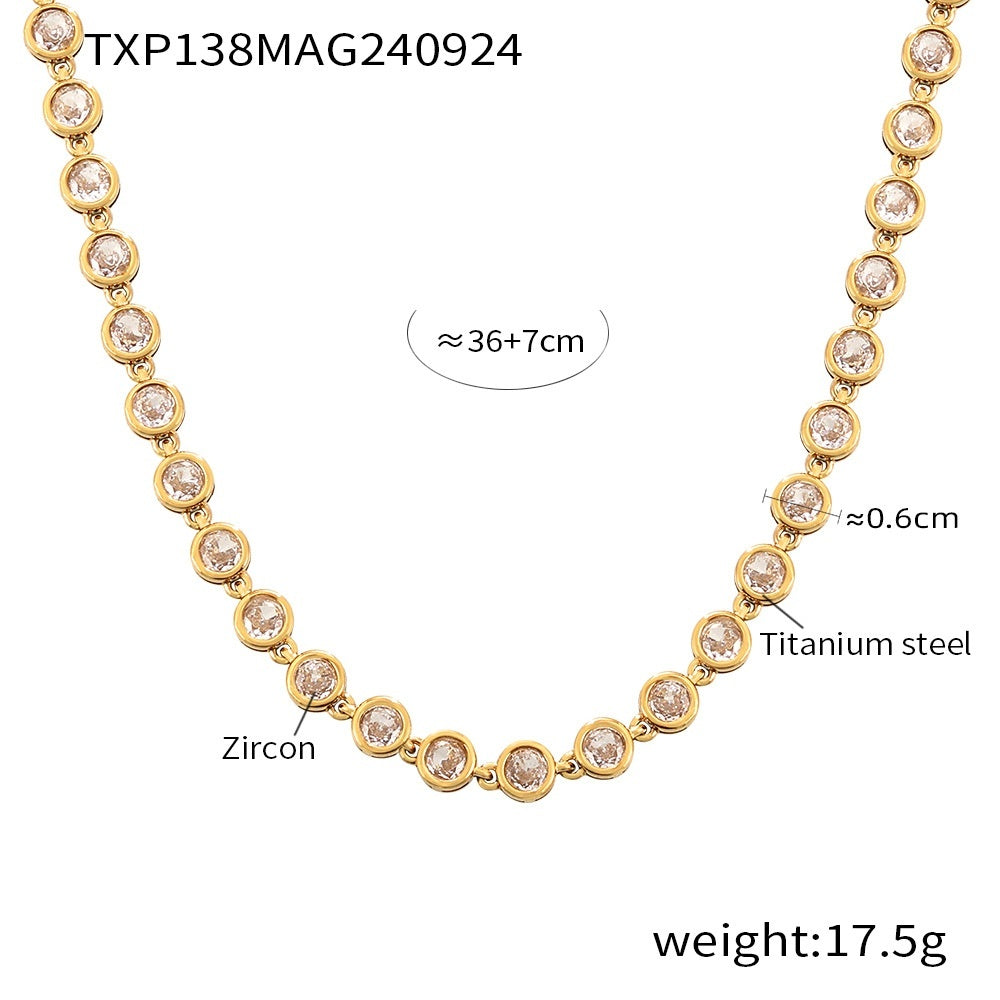 Titanium Steel Zircon Mixed Color Bracelet Vacuum Electroplating Non-fading Necklace