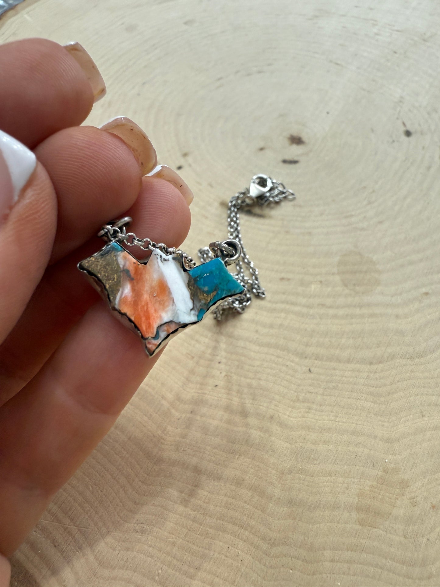 Beautiful Handmade Sterling Silver & Spice Bat Necklace