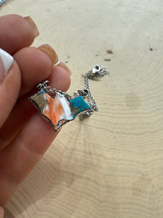 Beautiful Handmade Sterling Silver & Spice Bat Necklace