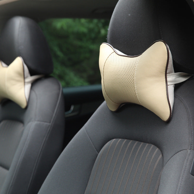 2 PCS Leather Car Neck-Rest Pillow with Multi Color