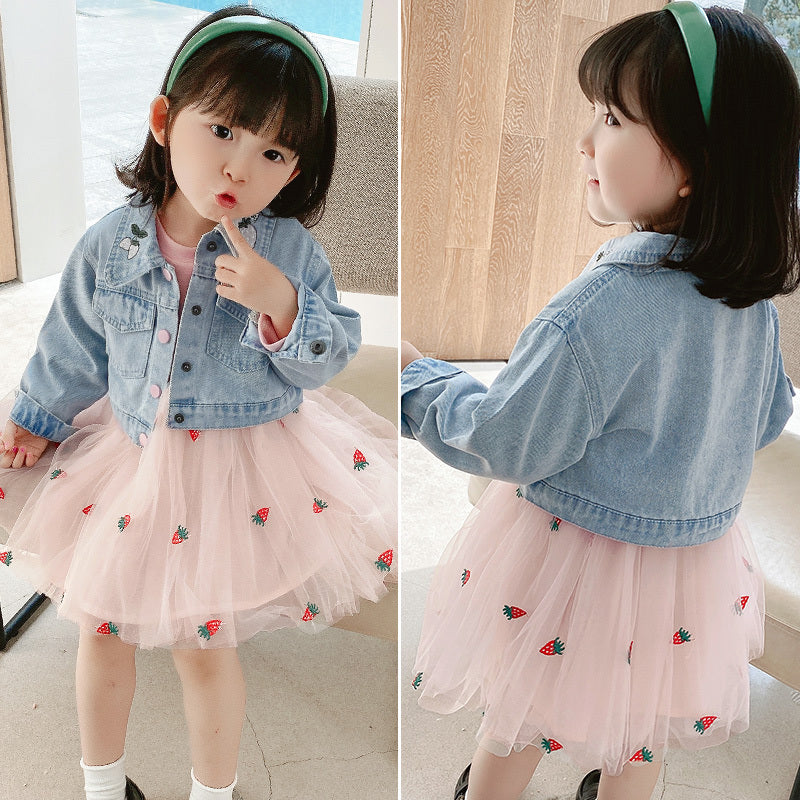 Children's Spring And Autumn Denim Western Style Girl Autumn Dress