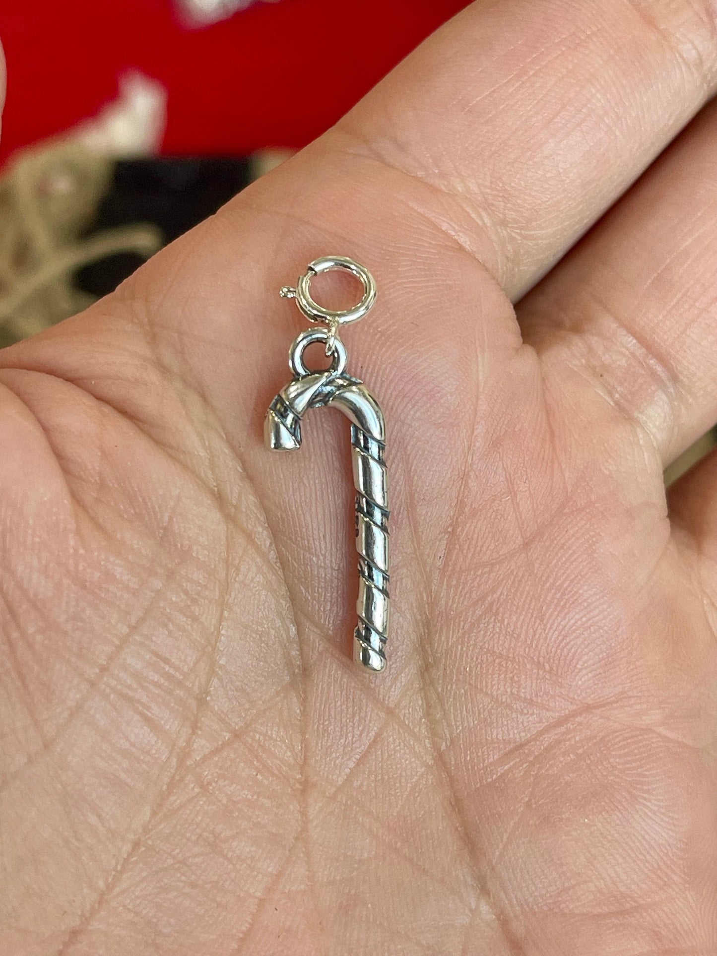 Handcrafted Sterling Silver CHRISTMAS CANDY CANE Charm