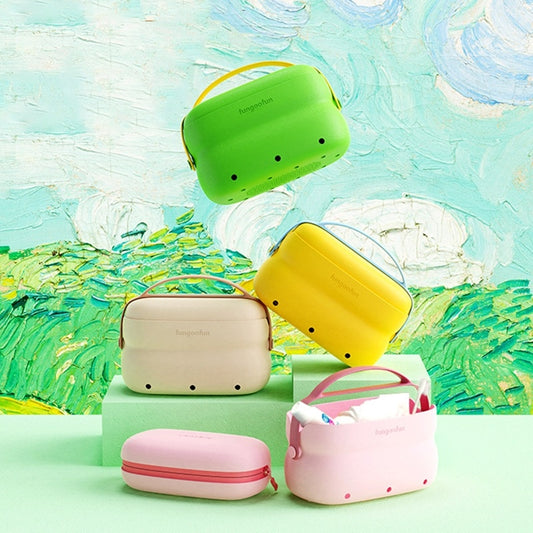 2-in-1 Cosmetic Bag With Handle Hangable Dry And Wet Separation Toiletry Bag Fashion Candy-color Portable Waterproof Storage Travel Bags