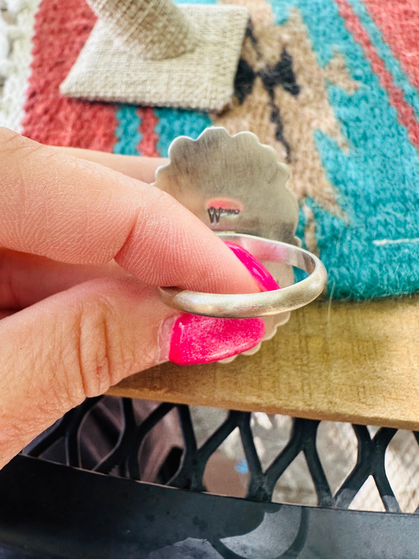 Handcrafted Sterling Silver And White Buffalo Adjustable Ring