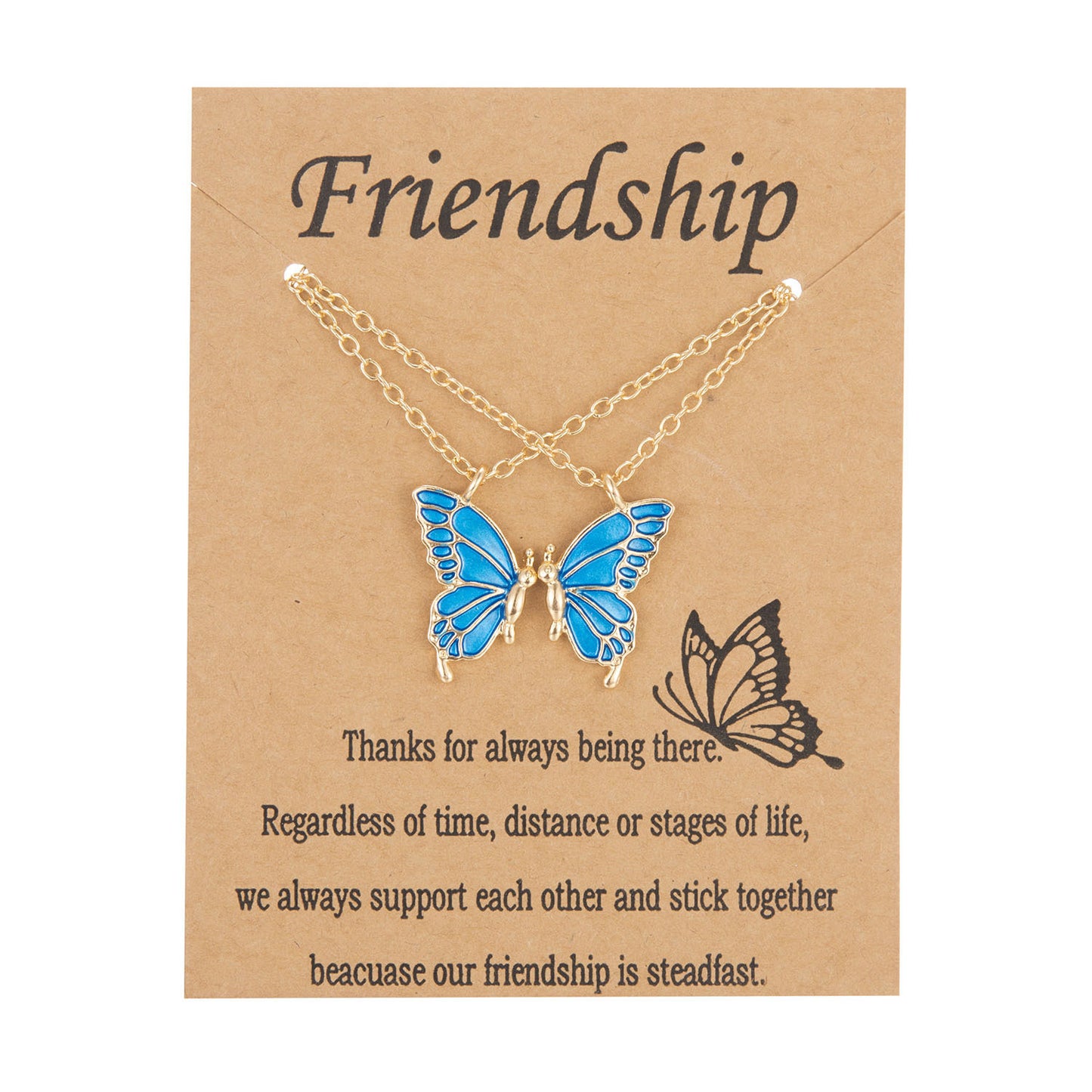 Friendship Paper Card Necklace Creative Butterfly Commemorative Necklace