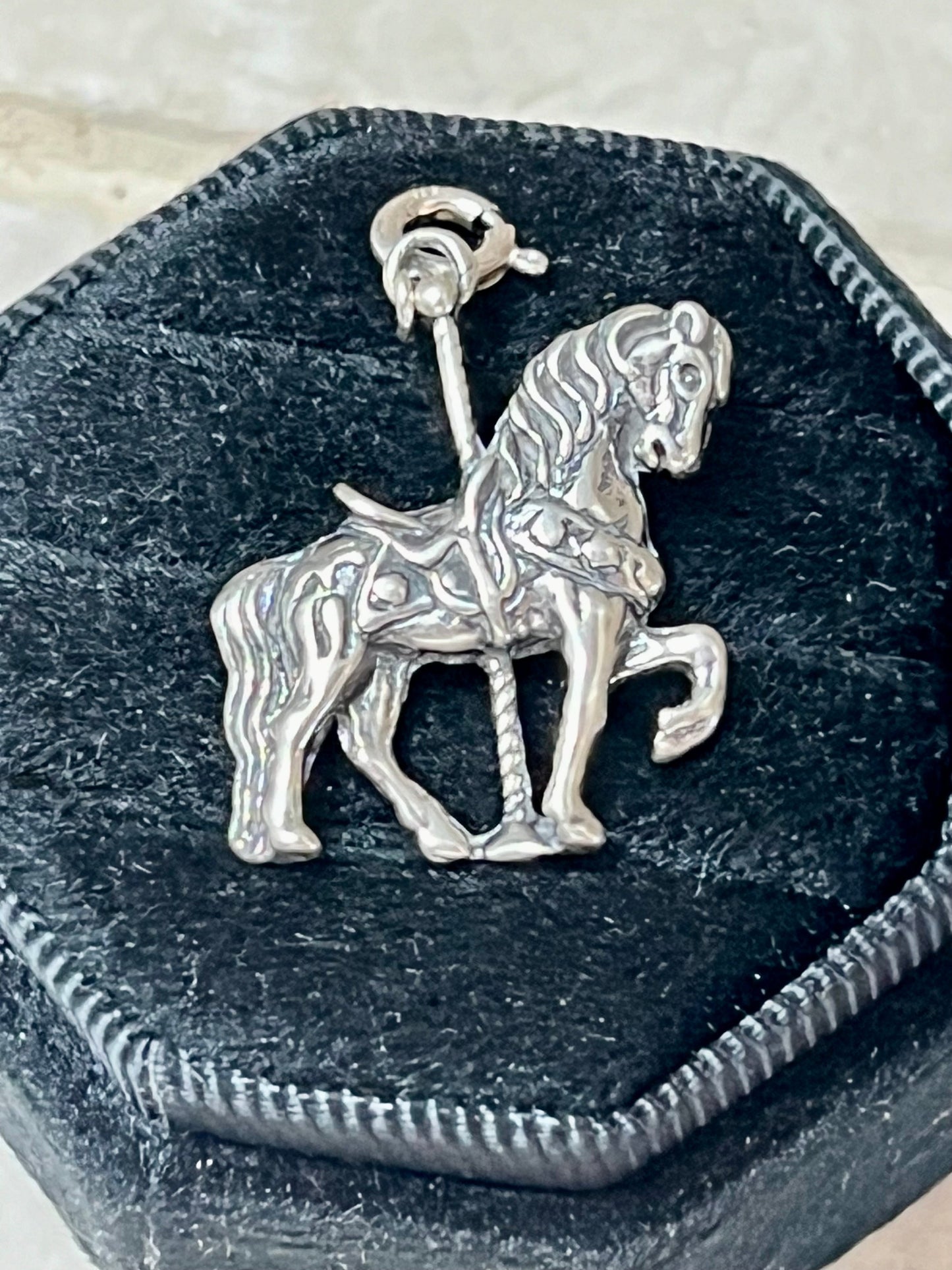 Hand Crafted Sterling Silver Carousel Horse Charm