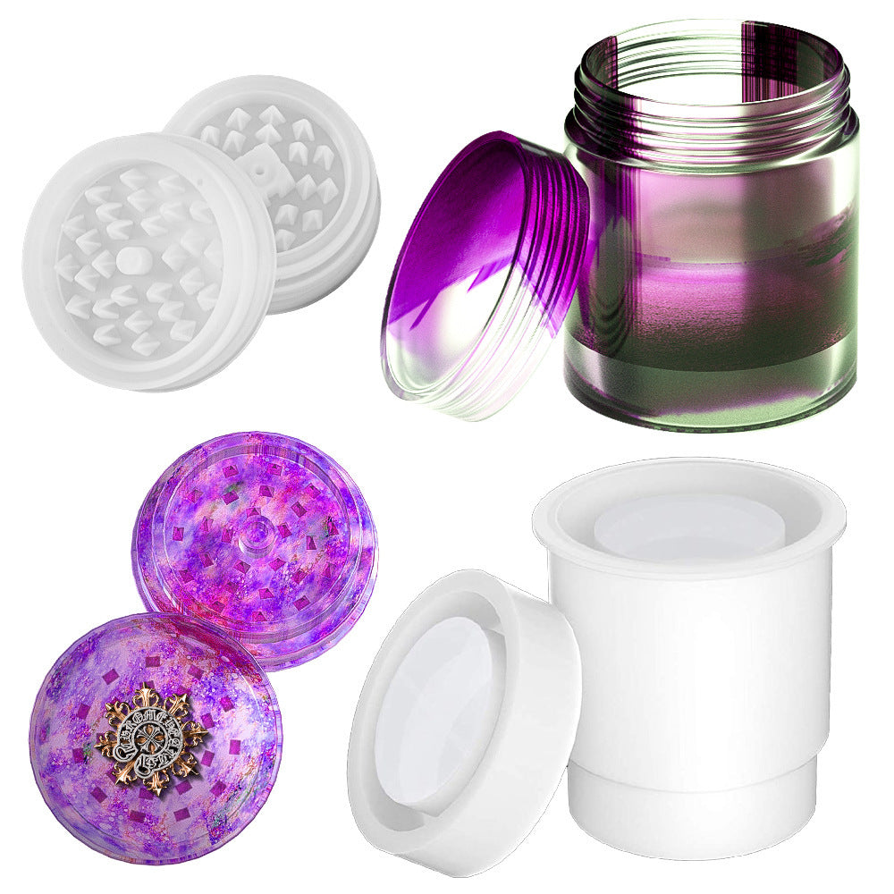 Crystal Epoxy Cylindrical Bottle Herbal Grinder Lotus Grinding Cigarette Case Resin Silicone Mold