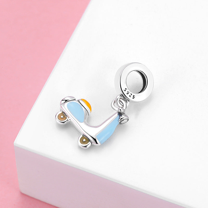 S925 Sterling Silver Beads Creative Bike Small Electric Donkey Series Beaded Pendant DIY Bracelet Accessories Silver Jewelry Beads