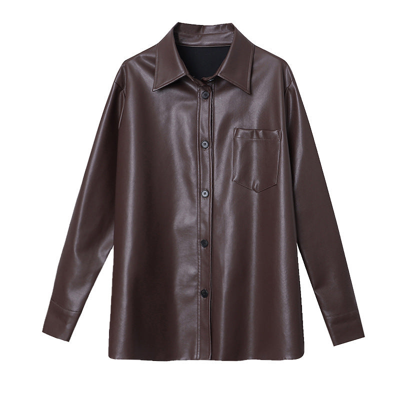 Women's Autumn Loose Leather Coat