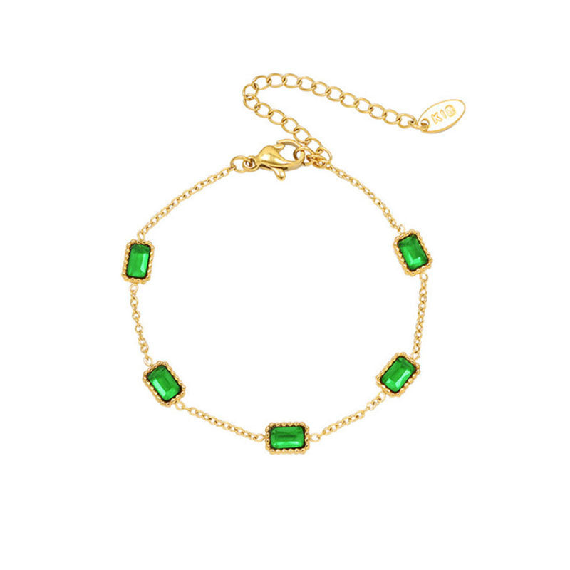 Women's Emerald Zircon Titanium Bracelet