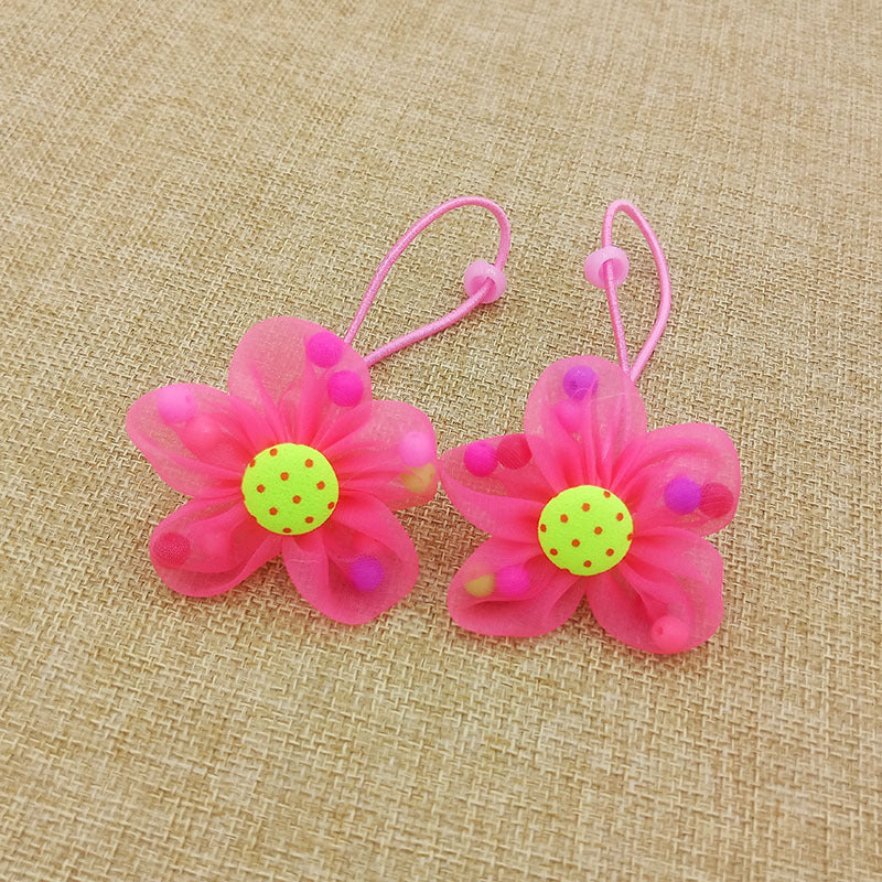 Chiffon Flower Beads Buckle Children's Head Ornaments Rubber Band Hair Ring