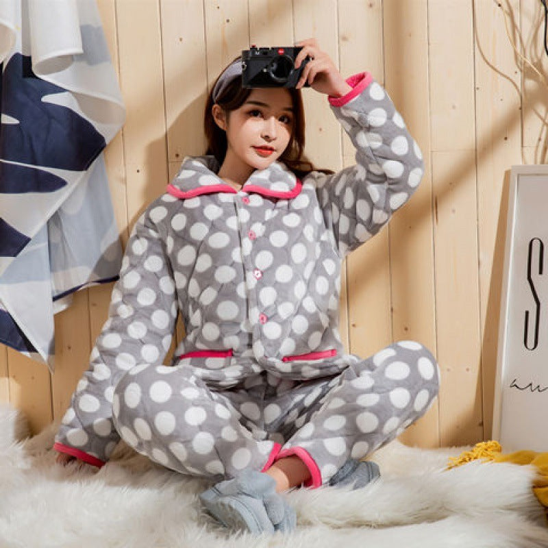 Women's Pajamas Winter Thickened Three Layers In Winter