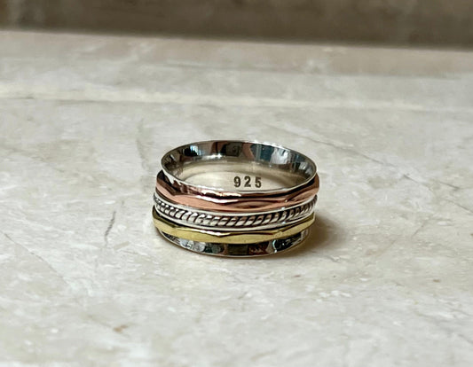 Sterling Silver Copper & Gold Spinner Ring