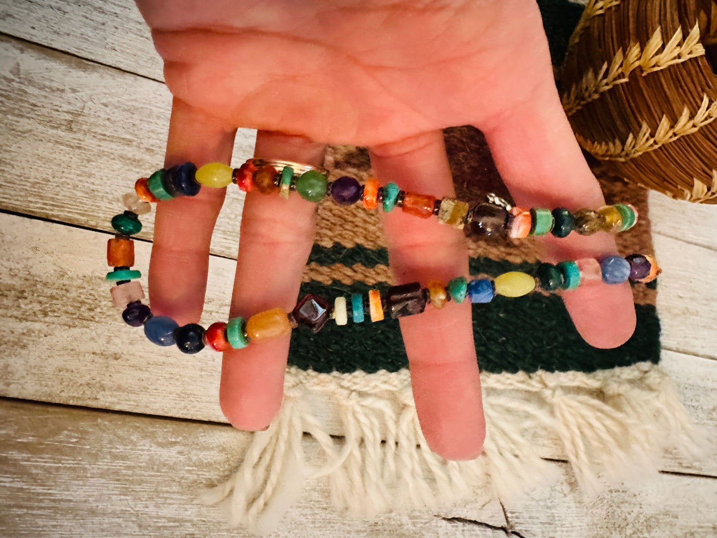 Handcrafted Multi Stone & Sterling Silver Beaded 18” Necklace