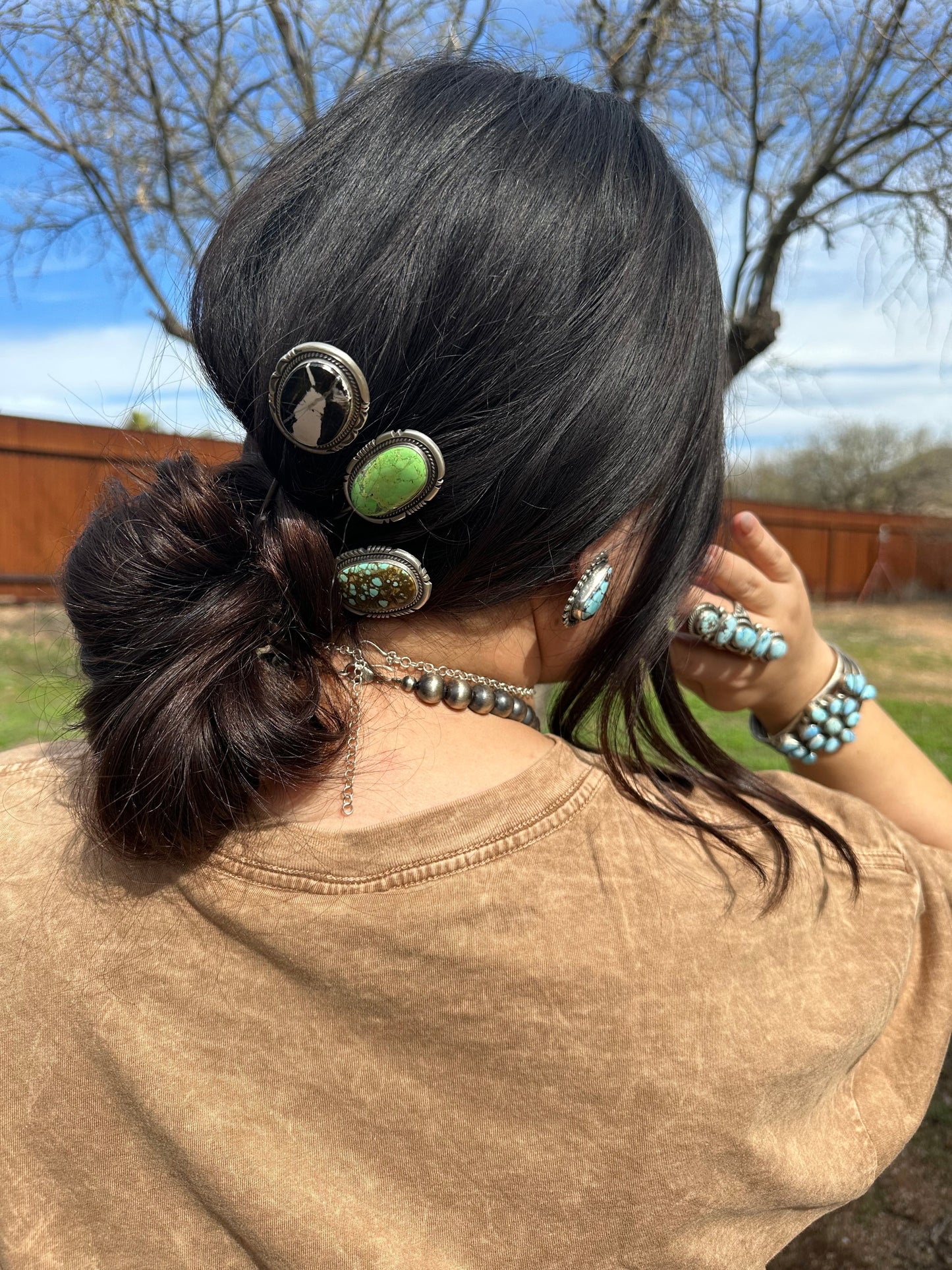 Handcrafted White Buffalo & Sterling Silver Hair Pin Signed