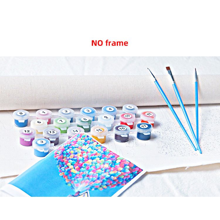 DIY digital painting boat series global red Venice