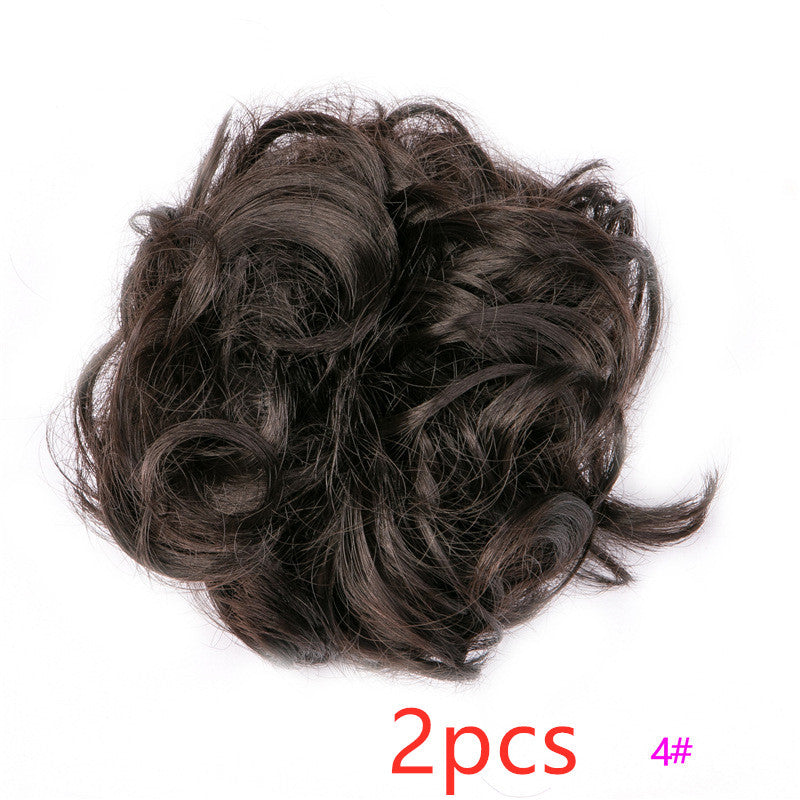 Europe, Japan, and South Korea popular hair bun fluffy natural drawstring curly hair ball head hair ring hair set female hair accessories chemical fiber hair