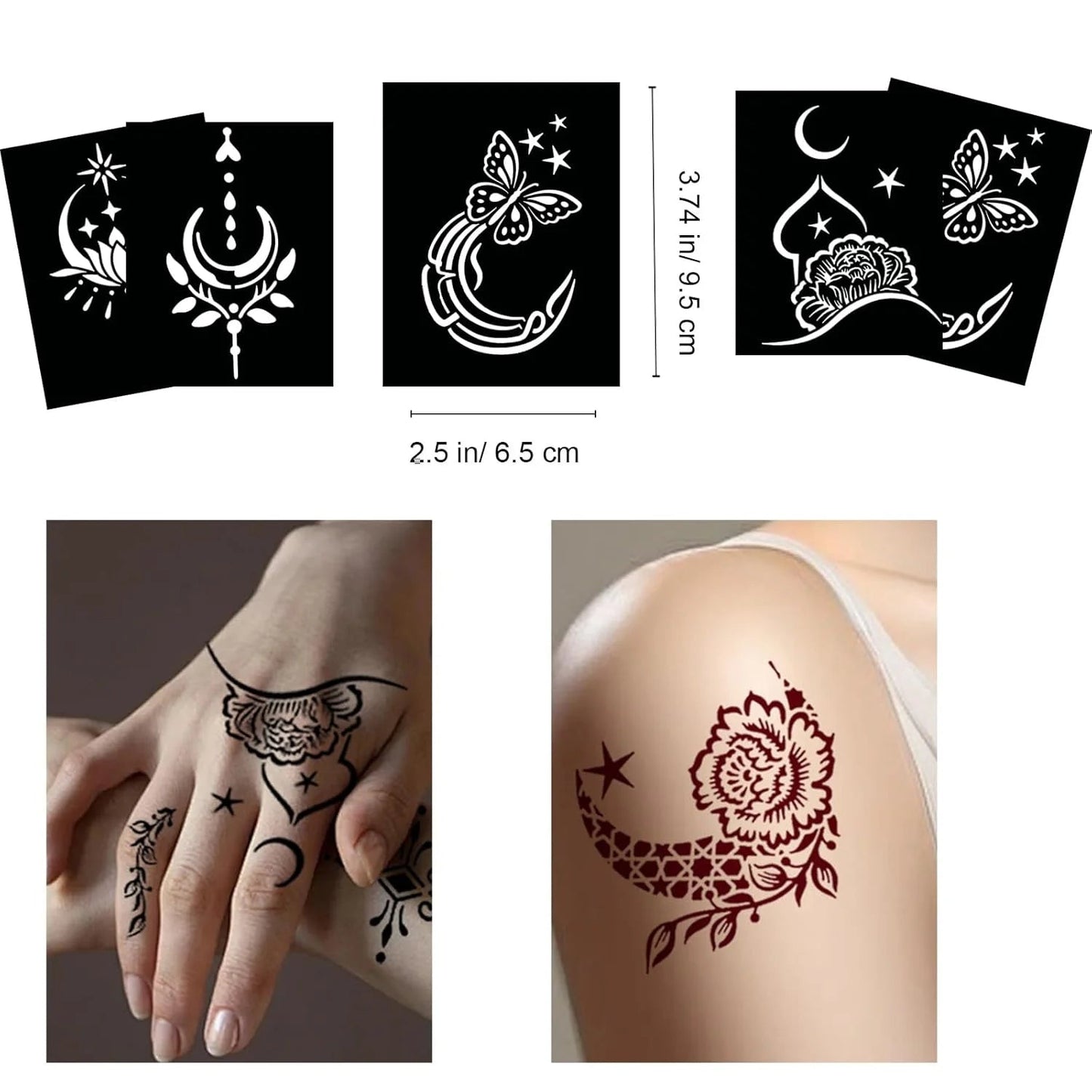 Henna Tattoo Stencil Kit – 16 Sheets for Kids, Teens & Adults
