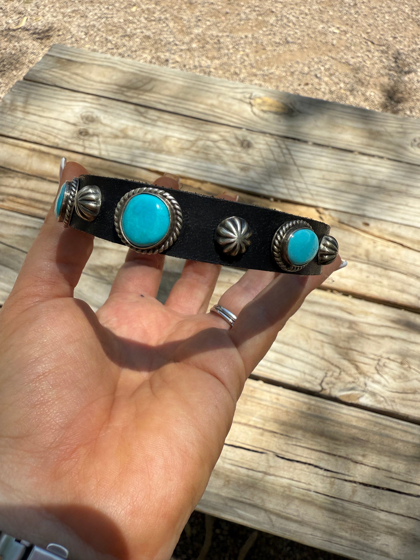 Handcrafted Turquoise Leather Dog Collars