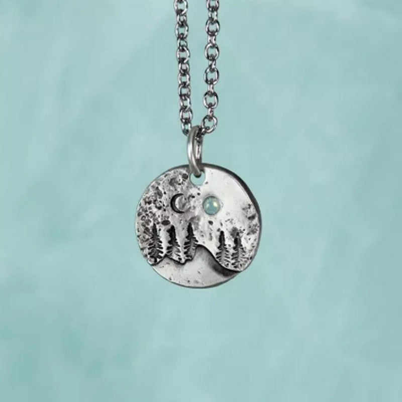 Fashion Nature Mountain Necklace Moonlight Pendant