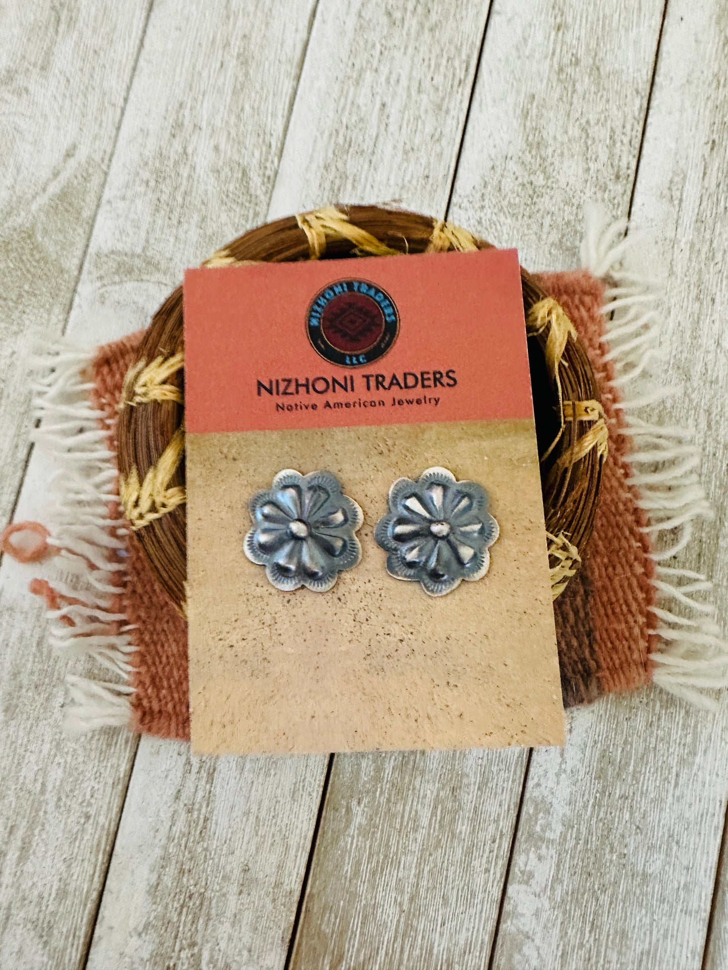 Handcrafted Sterling Silver Concho Stud Earrings