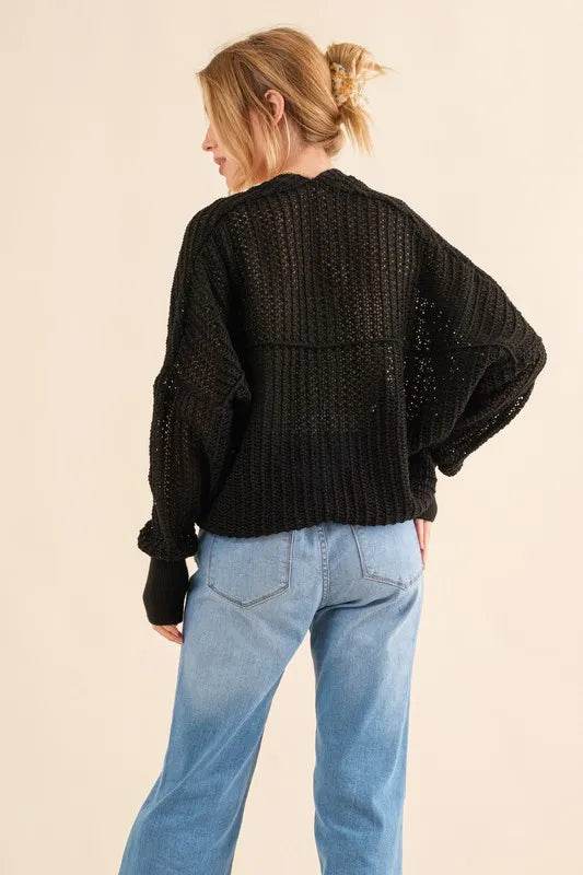 And The Why Fishnet Knitting Bolero Cardigan