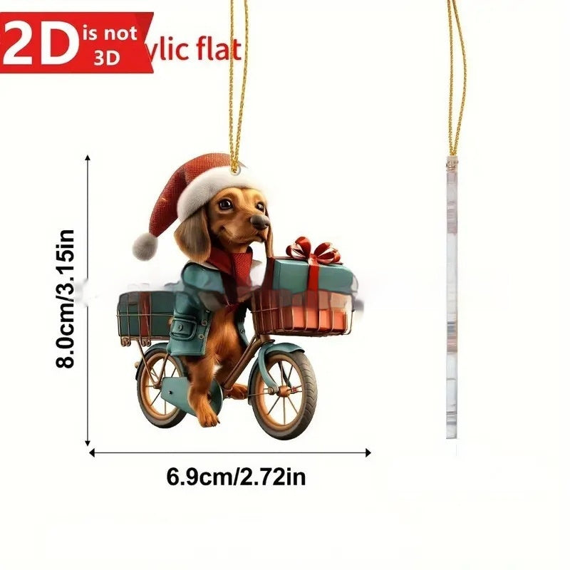 Acrylic Flat Christmas Gift Bike Dog Automobile Hanging Ornament