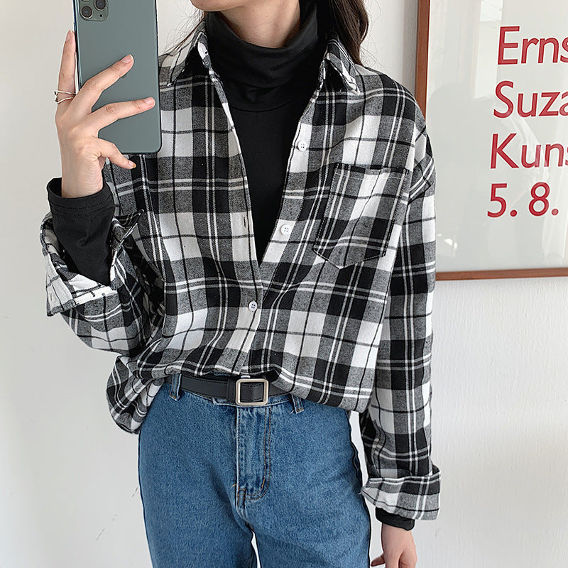 Autumn thin plaid shirt