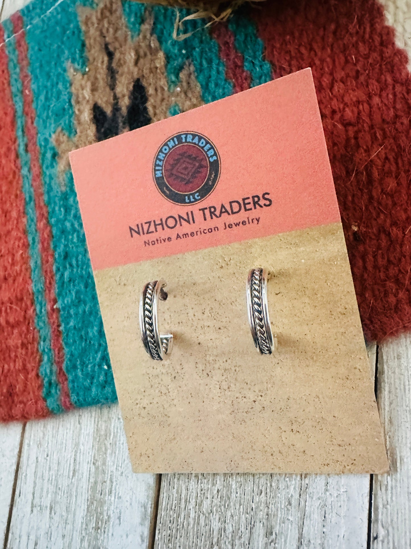 Handcrafted  Hand Stamped Sterling Silver Hoop Earrings