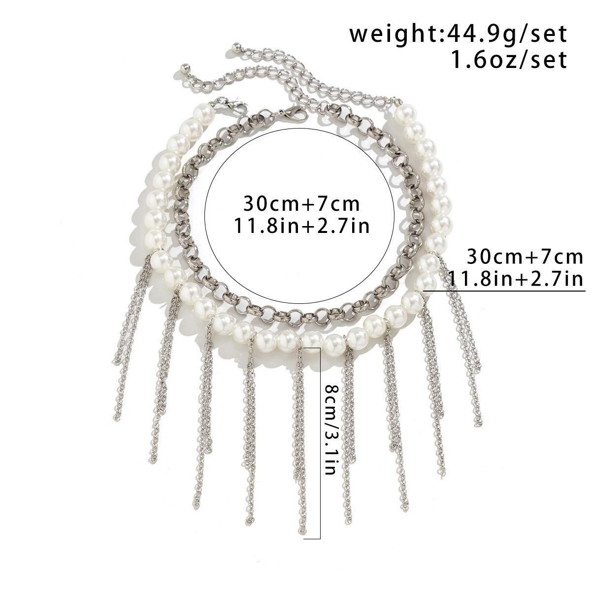 Pearl Tassel Fun Design Double-layer Retro Necklace Women's Accessories