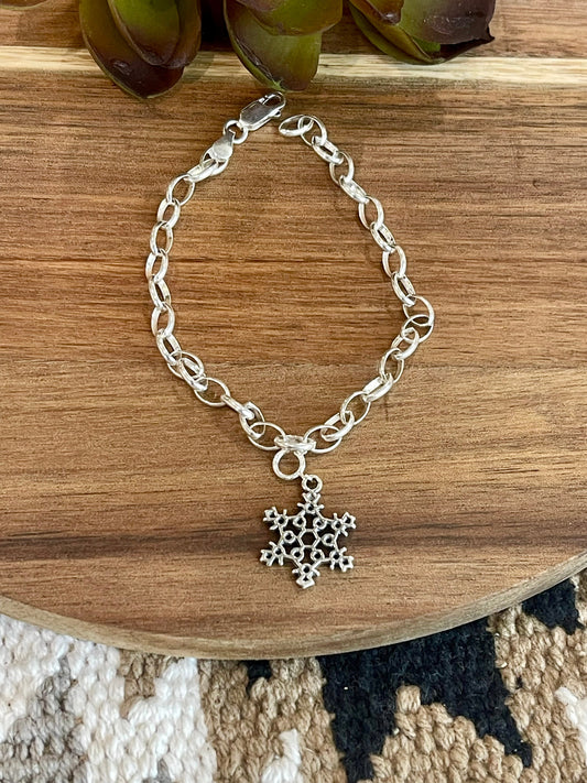 Handcrafted Sterling Silver CHRISTMAS SNOWFLAKE Charm