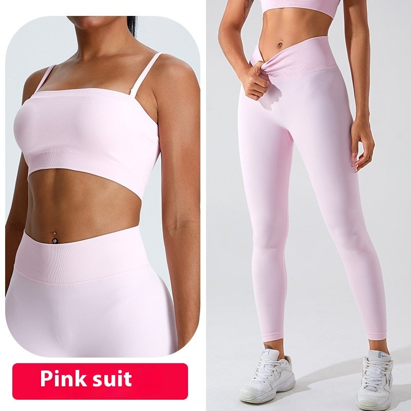 Seamless Dopamine Peach Exercise Suit