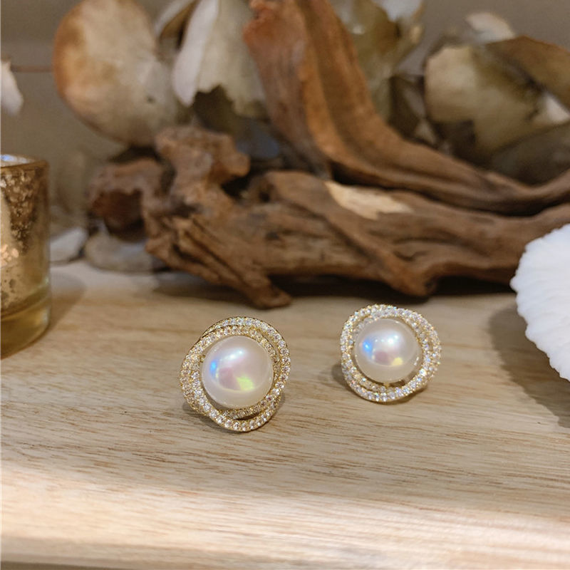 Atmospheric Pearl Earrings Korean Temperament Long Diamond Pearls