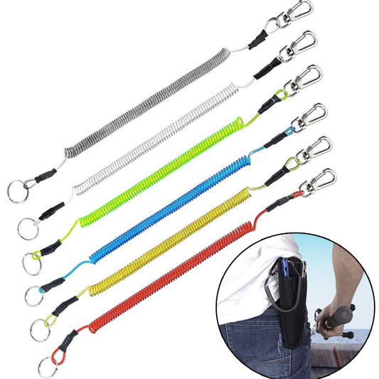 Max Stretch Plastic Spring Elastic Rope Anti-lost Phone Keychain Secure Lock Tackle Portable Fishing Lanyards