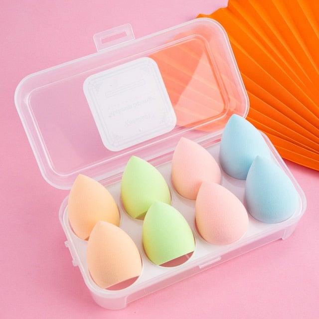 8pcs Makeup Beauty Egg Set Makeup Puff Set Colorful Cushion Cosmestic Sponge Tool Wet and Dry Use Colorful Makeup Sponges Set For Womens