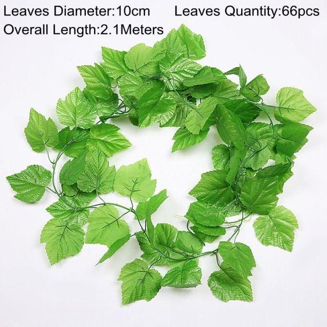 90cm Artificial Green Hanging Ivy Leaves Radish Seaweed Grape Fake Flowers Vine Home Garden Wall Party Decoration Fake Hanging Fake Ivy Vine for Wall House Room Indoor Outdoor Decoration