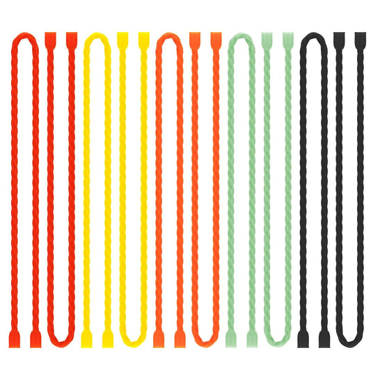 10 Pcs 18 Inch Silicone Cable Ties Reusable Rubber Twist Ties for Indoor Outdoor