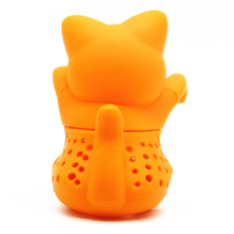 Cute Cartoon Cat Shaped Blacktea Tea Infuser Tea Strainer Food Grade Silicone Loose Leaf Herbal Spice Brewing Tools Orange