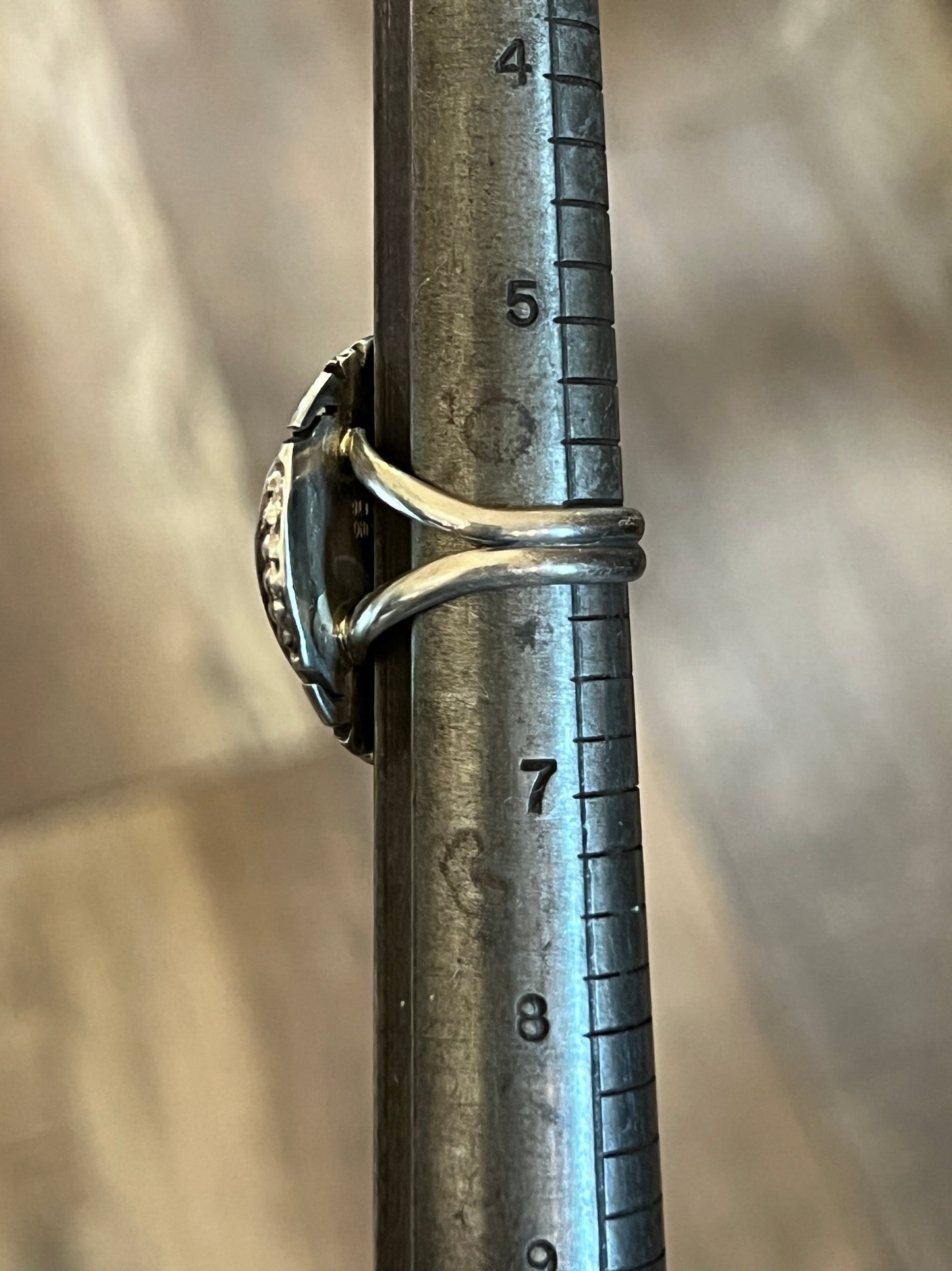 Handcrafted Sterling Silver and Sonoran Turquoise Saw Cut Ring by Peggy Skeets