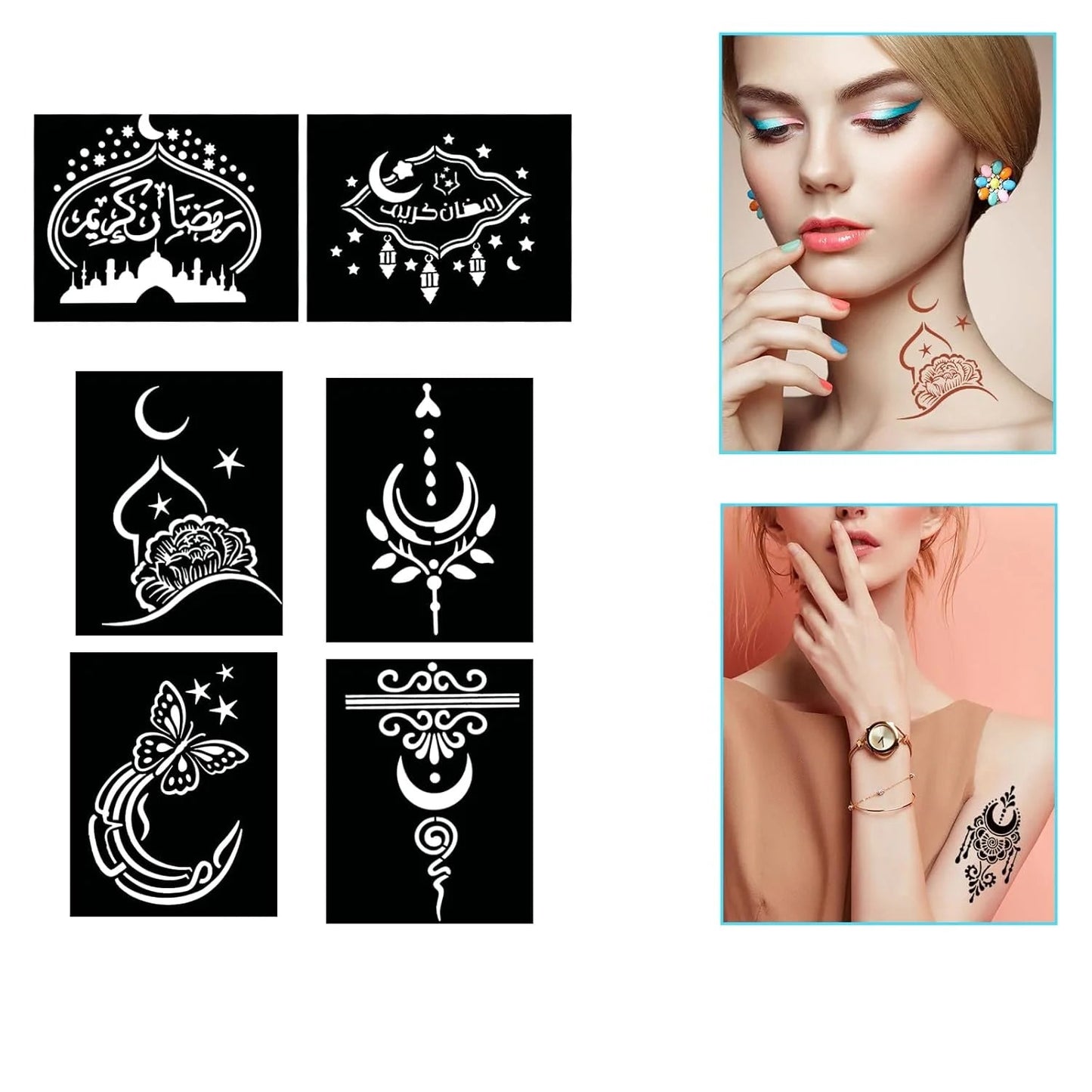 Henna Tattoo Stencil Kit – 16 Sheets for Kids, Teens & Adults