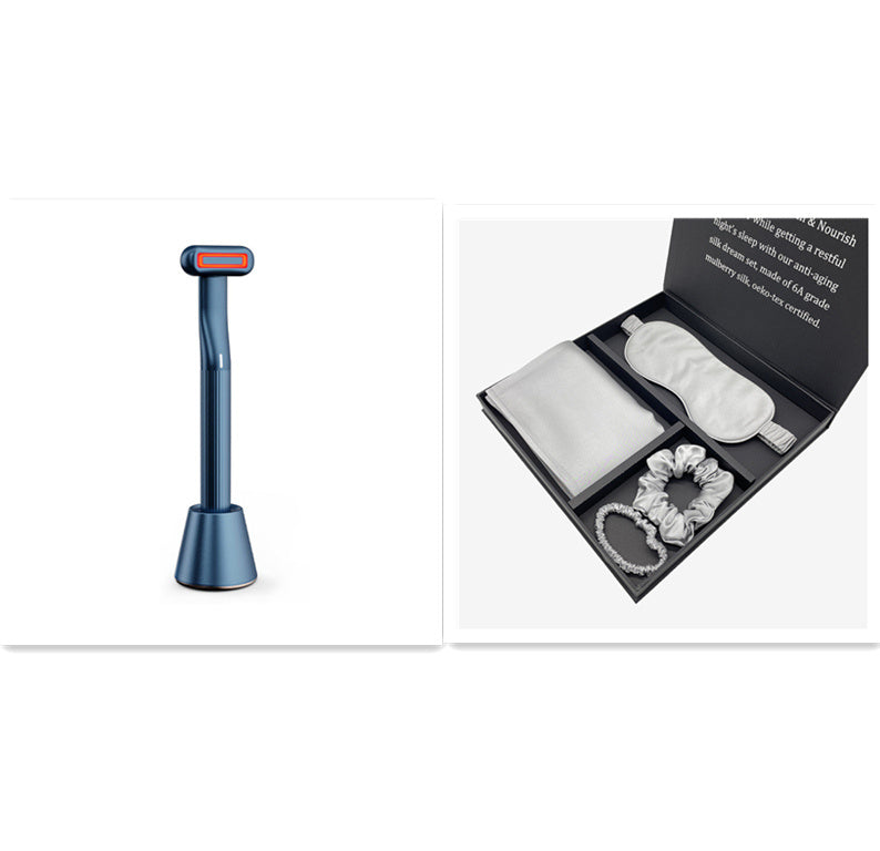 New Upgraded 360 Degrees Rotary Eye Massage Therapeutic Warmth Face Massage Red LED Light 5-in-1 Skincare Tool Wand