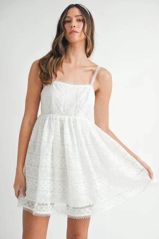 MABLE Eyelet Lace Babydoll Mini Cami Dress