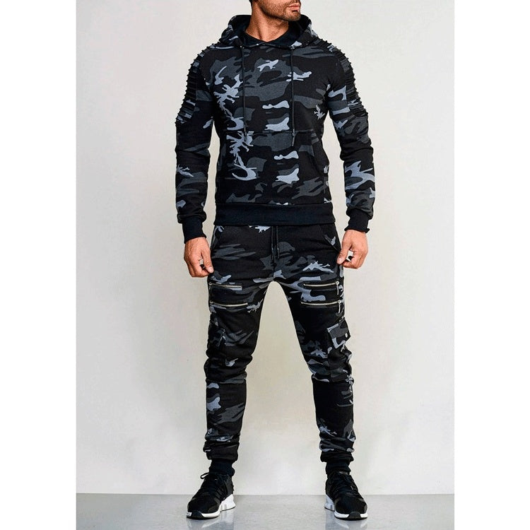 Men's Outdoor Exercise Camouflage Pullover Set