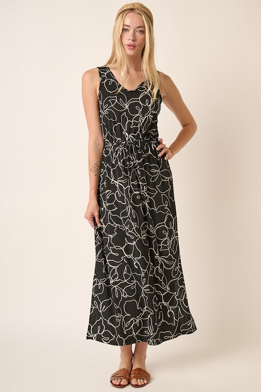 New Side Slit Flower Print V-Neck Sleeveless Dress For Women – Elegant and Feminine Sleeveless Dress with Flattering V-Neck and Side Slits