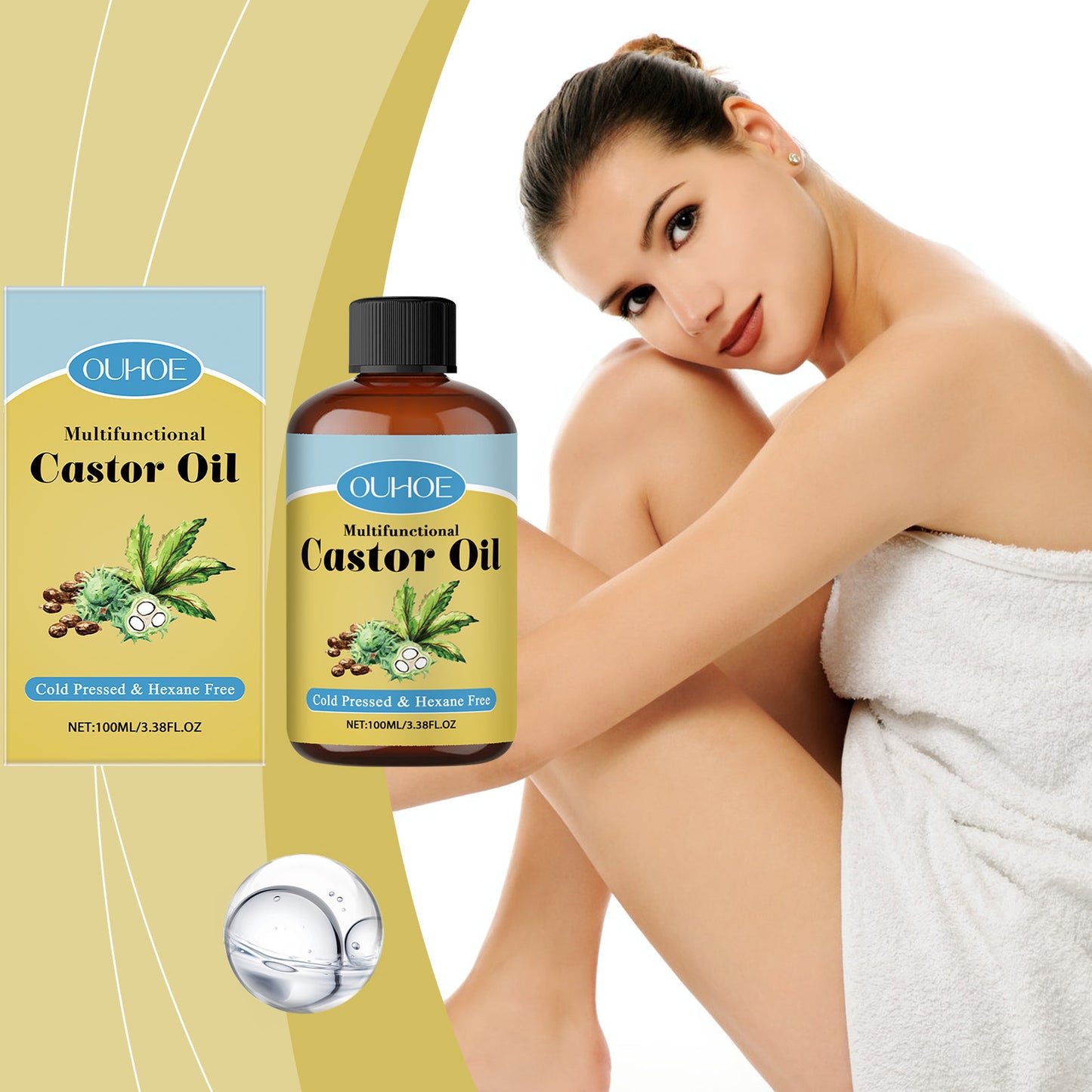 Organic Castor Oil Moisturizes Hair Eyebrow Skin