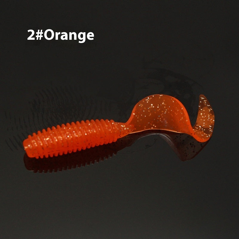 Fishing Gear Eight Colors Rolled Tail Fishy Luer Soft Lure Single Tail Bait