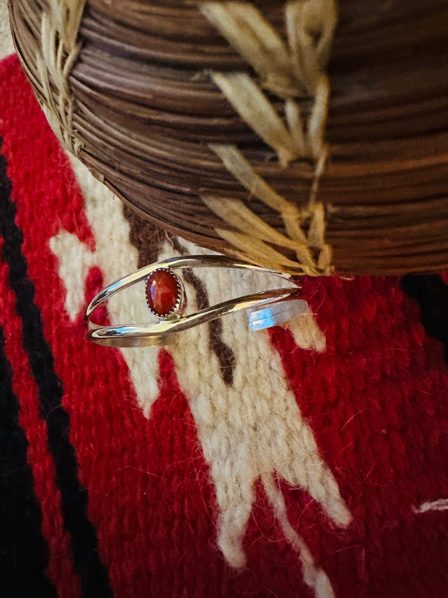 Handcrafted Sterling Silver & Coral Baby Cuff Bracelet