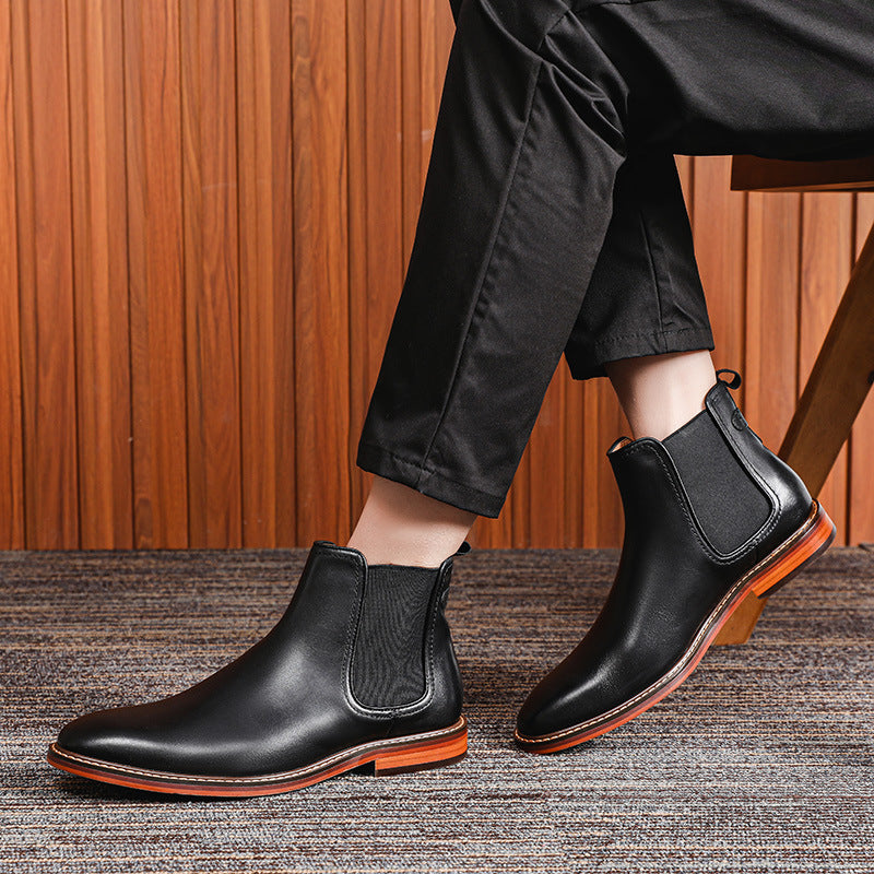 Winter Men's Business Leather Short Boots