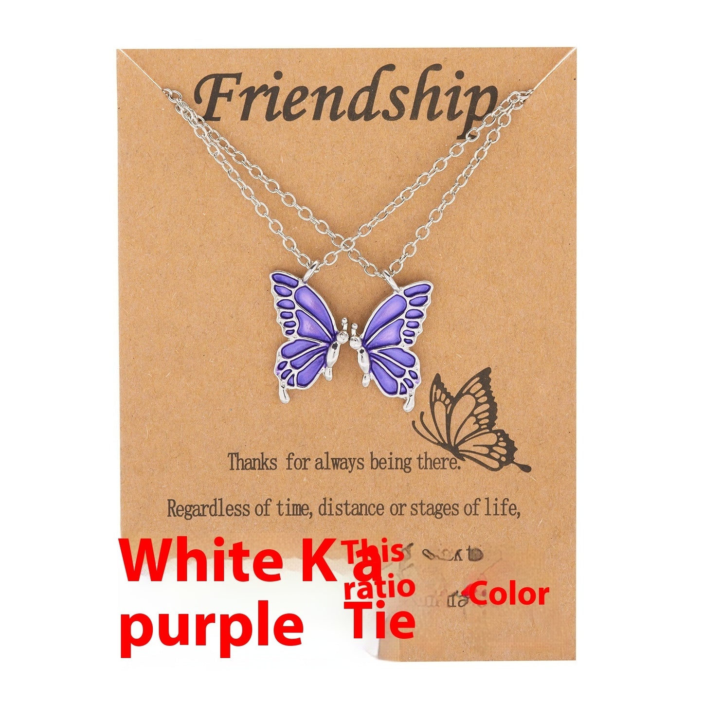 Friendship Paper Card Necklace Creative Butterfly Commemorative Necklace