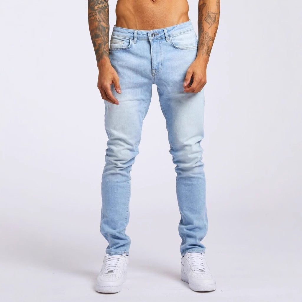 Slim-fitting Mid-waist Denim Micro-elastic Skinny Pants Men